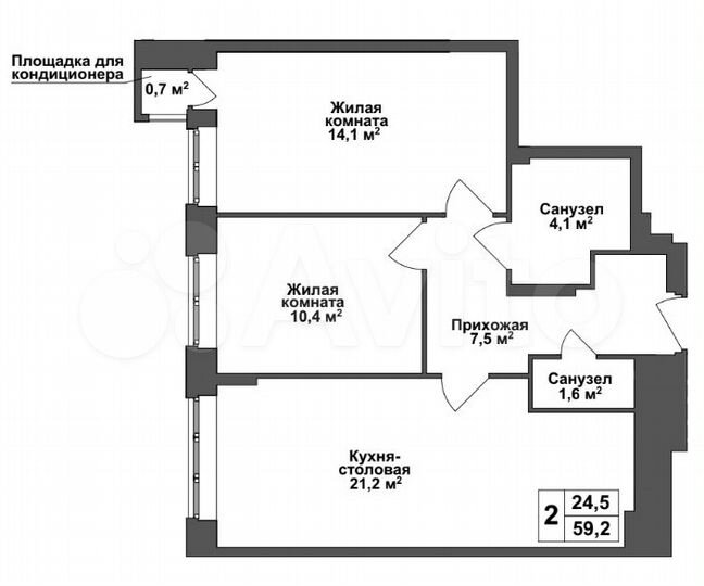 3-к. квартира, 59,2 м², 4/17 эт.