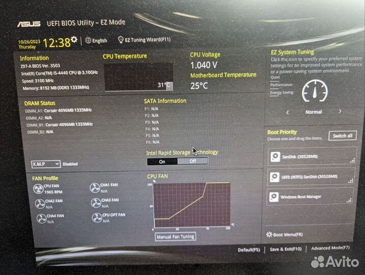 Комплект i5-4440 + Z97-A + 8Gb Corsair DDR3