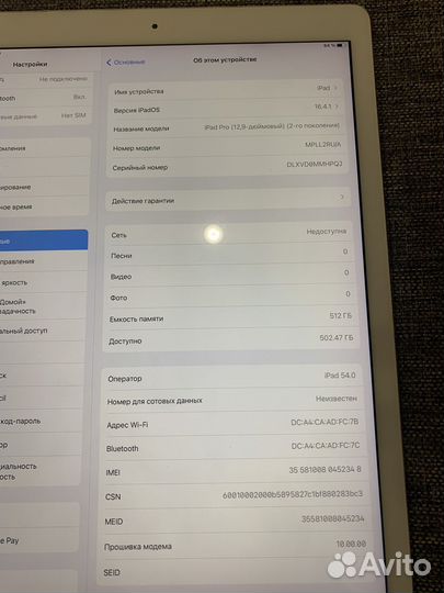 iPad 12.9 gen 2 2017 512gb Cellular
