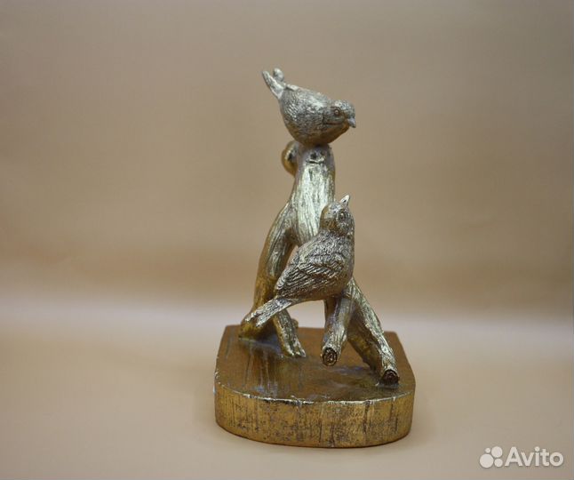 Винтажная статуэтка. «Птицы на ветке». Бронзовый