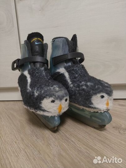 Коньки детские раздвижные Nike пушистые пингвины