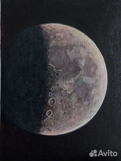 Космический пейзаж 15х20 см. Картина Луна