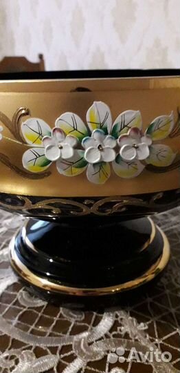 Ваза для фруктов богемия чешская