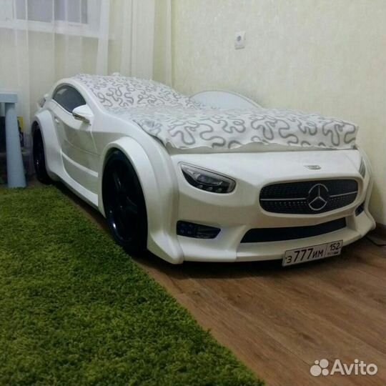 Кровать 3D пластиковая с подсветкой EVO Мерс белый