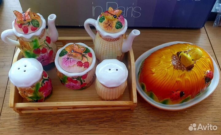 Набор для специй и масленка керамика новый