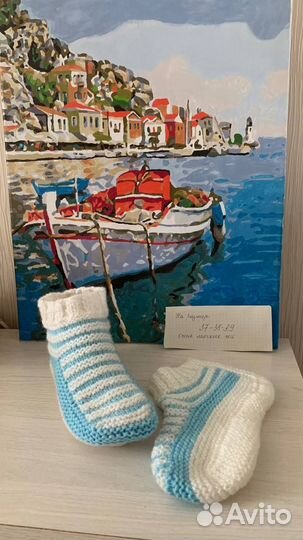Носки вязаные ручной работы и тапочки -следки