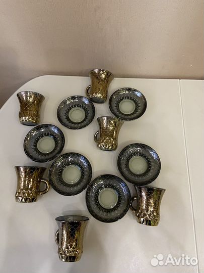 Сервиз кофейный 60-х гг ссср, золотой, уршельский
