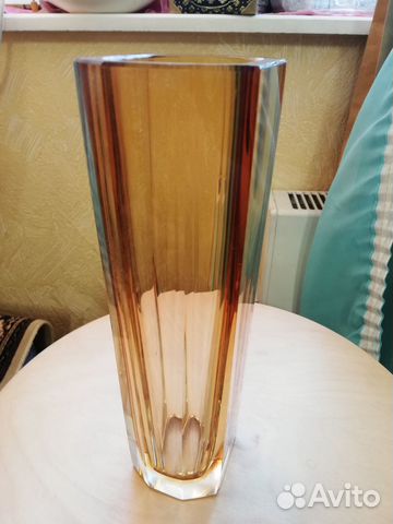 Ваза для цветов стекло Золотистое, лхзс СССР 1970