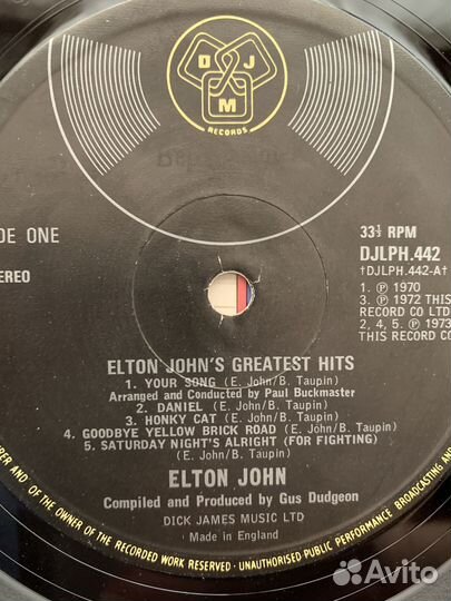 Винил (раритет) - Elton John Greatest Hits