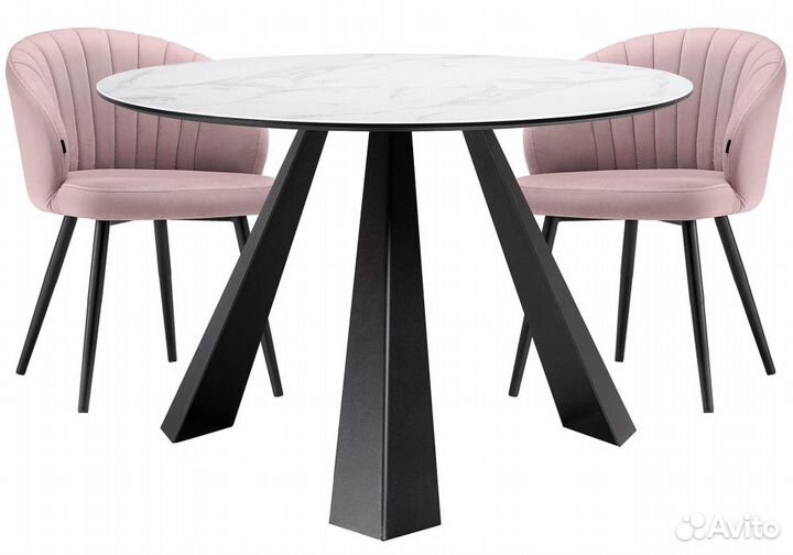 Обеденная группа Брееил velutto 3 - белый мрамор