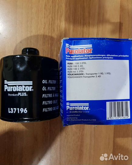 Фильтр масляный Purolator L37196 audi / volvo / VW