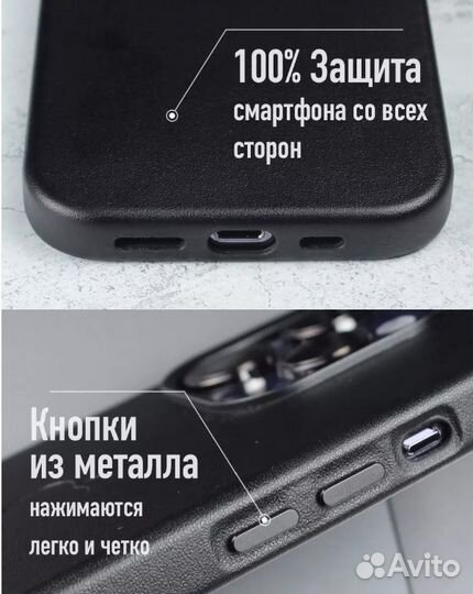 Кожаные чехлы MagSafe iPhone 11/12/13/14Pro.Max