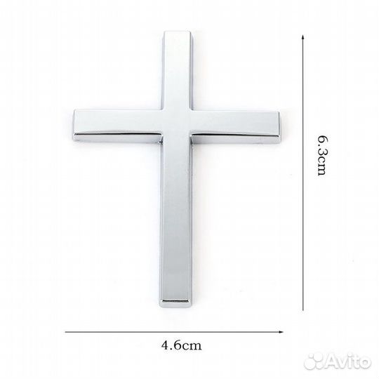 Металлическая наклейка на авто крест шильдик