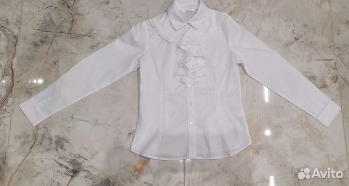 Рубашка белая для девочки 140-146