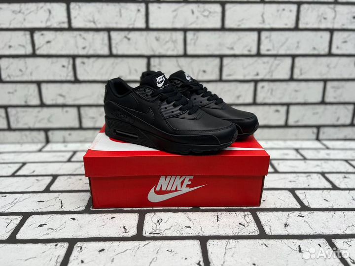 Кроссовки Nike Air Max 90 Leather Black (36-45)