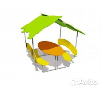 Столик со скамейками и навесом 082