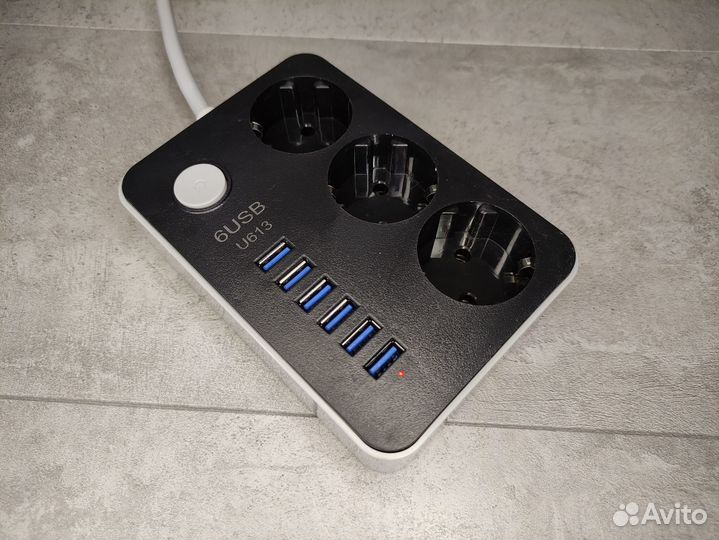 Новый сетевой фильтр, удлинитель 6 USB и 3 розетки