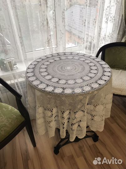 Винтажная круглая Скатерть крючком