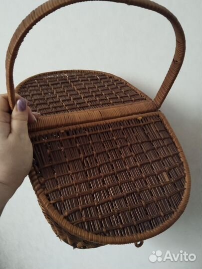 Корзина для пикника или сада из натуральной лозы