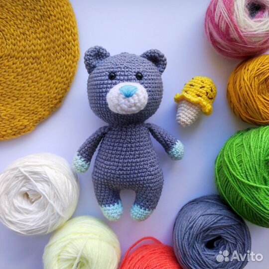 Мишка Тедди вязаный новый