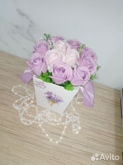 Букет роз из мыла