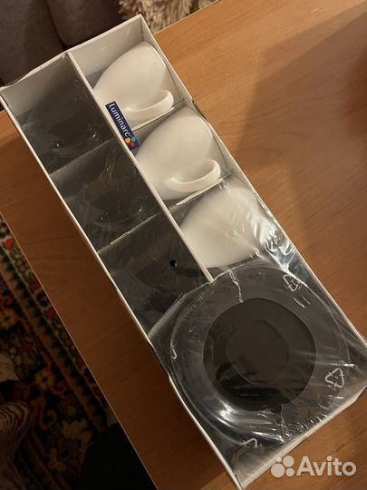 Чайный набор на 6 персон черно-белый