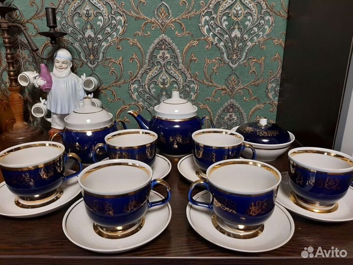 Чайный сервиз кобальтовый СССР