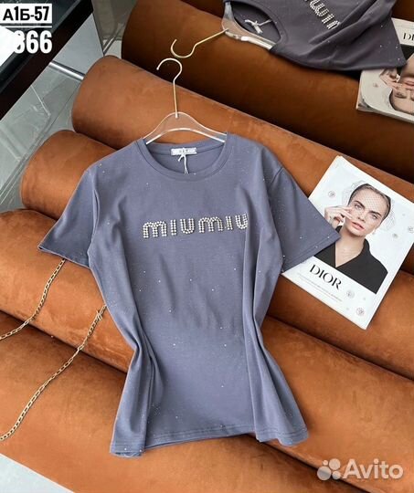 Футболки с блёстками Miu Miu единый р-р до48