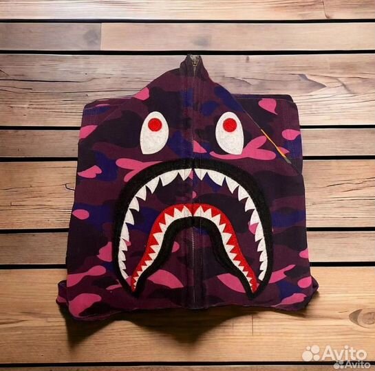 Зип худи Bape shark фиолетовая