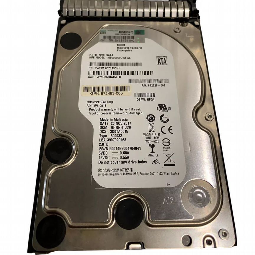 [872493-005] Жесткий Диск Hp Mb002000gwfwl 2tb Sata3 3.5" Hdd 872493-005