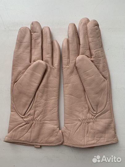 Перчатки женские кожаные бежевые