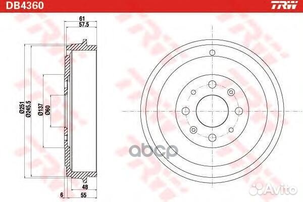 Тормозной барабан DB4360 TRW