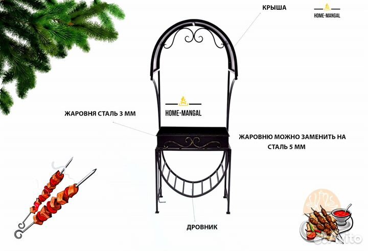 Мангал кованый с крышей