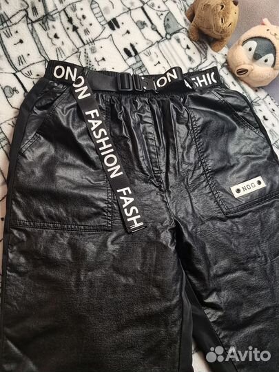 Брюки кожаные утеплённые р. 158-164