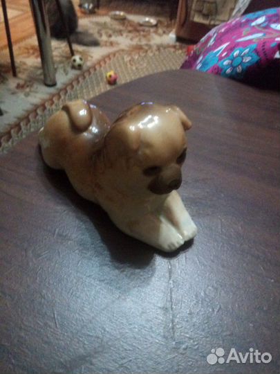 Фарфоровая статуэтка щенок чау чау лфз СССР