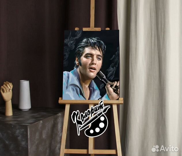 Элвис Пресли портрет на холсте с подрамником 50х70
