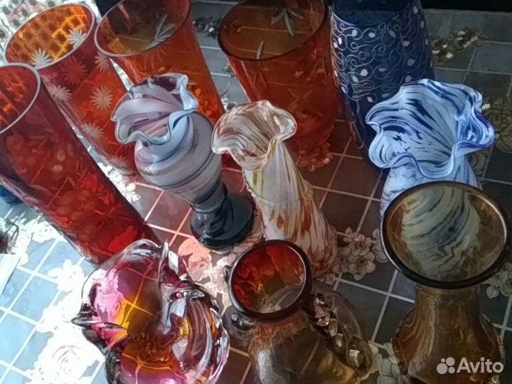 Ваза хрустальная СССР, гутное стекло