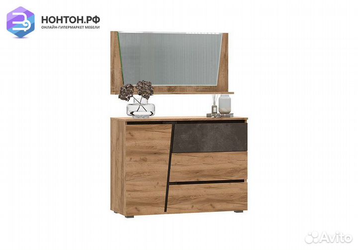 Комод Соренто с зеркалом дуб крафт / бетон темный