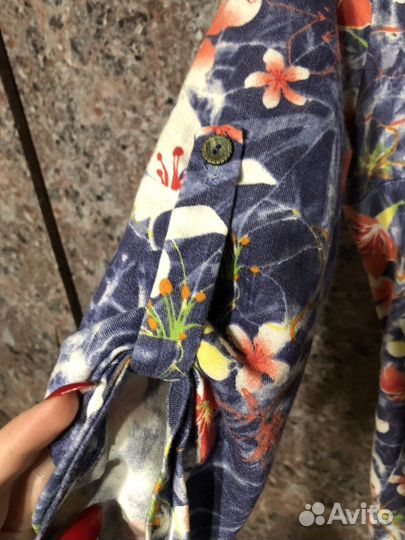 Платье рубашка под джинсу 46 принт модные цветы