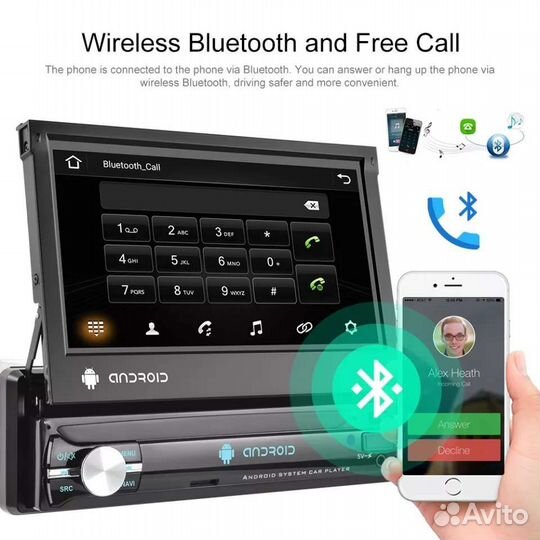 Магнитола Андроид. С Выдвижным экраном 2/32памяти