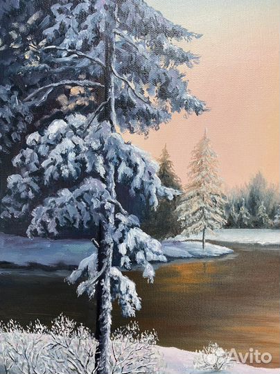 Зимний пейзаж картина маслом