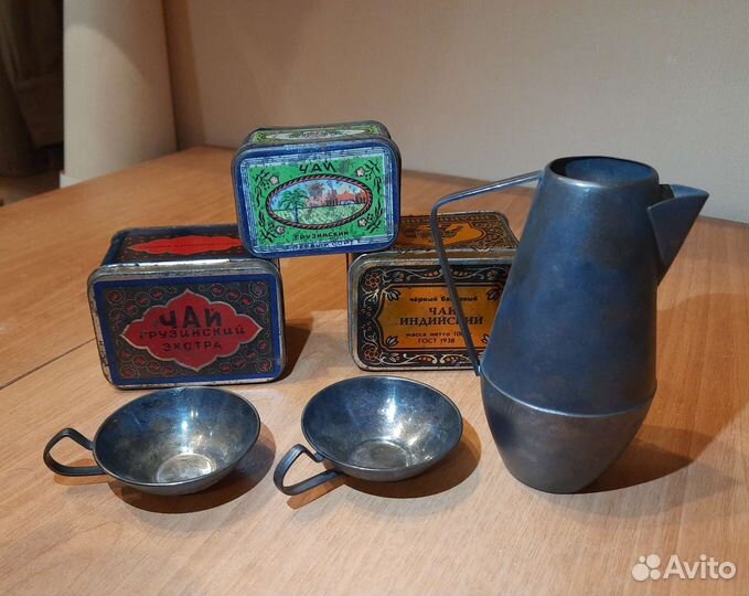 Набор вазочка и две чашки, мельхиор, СССР