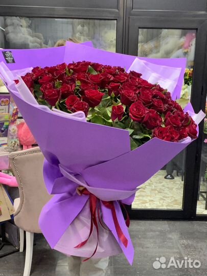 Роза 101 51 31 Букет роз Игрушки Доставка Роз