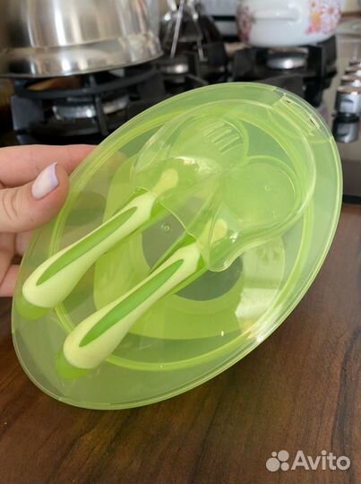 Тарелка baby go с крышкой, ложкой и вилкой