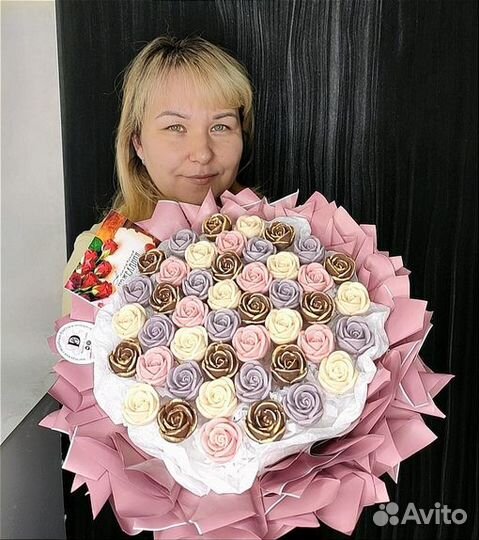 Букет из конфет ручной работы, шоколадные розы