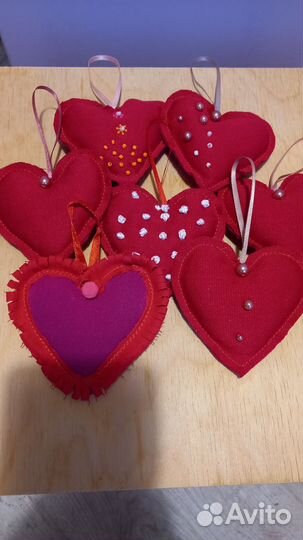 Сердечки тканевые Подарок Валентинки милые