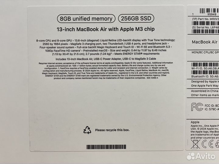 MacBook Air 13 M3 8GB 256GB Midnight