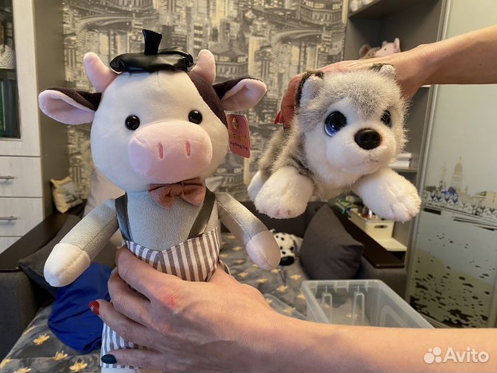 Мягкие игрушки -свинка и щенок
