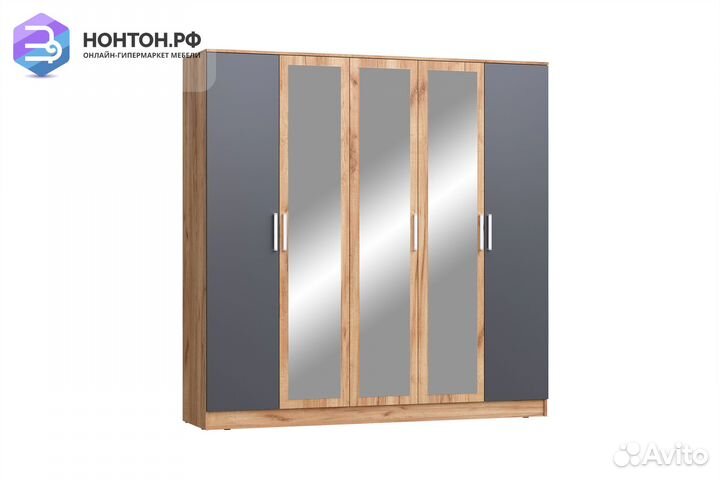 Шкаф Мартина 5-дверный графит / дуб крафт