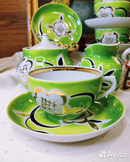 Сервиз чайный Зелёный сад Дулево 1960-е фарфор